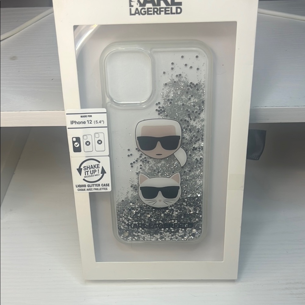 Karl Lagerfeld Silver Liquid Glitter Phone Case